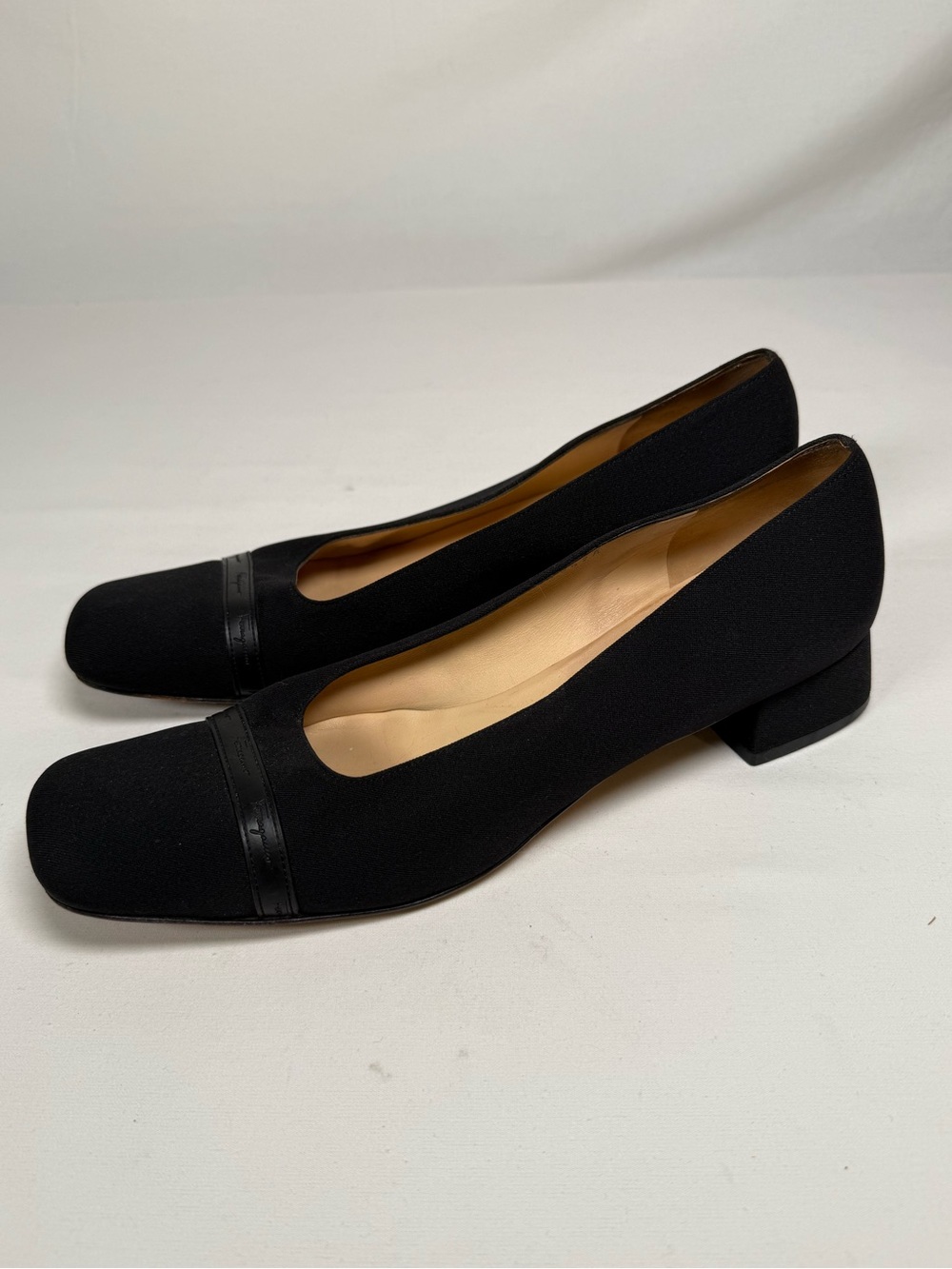 Vintage Black Ferragamo Block Heels - Size 10.5